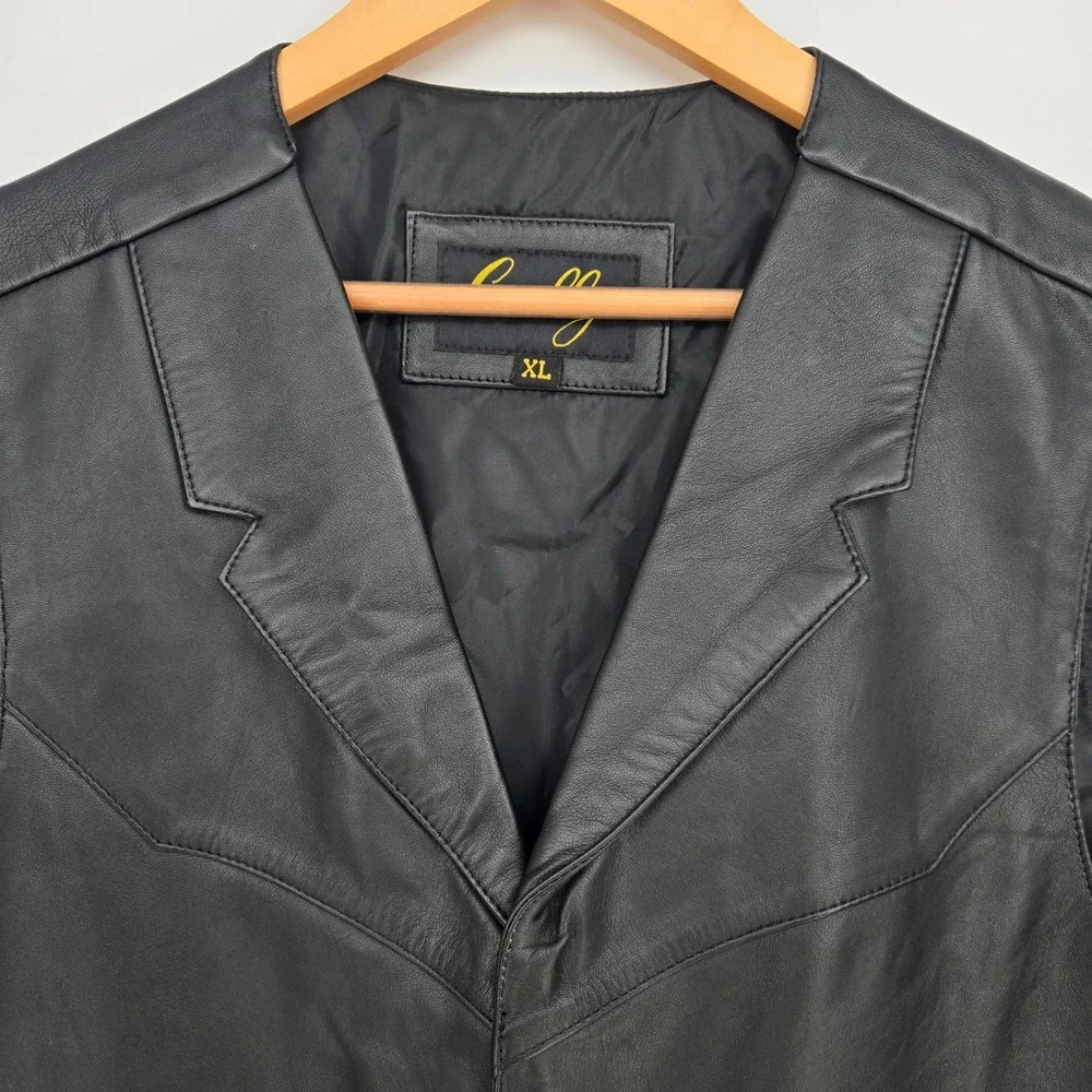 NWT Scully Lambskin Leather Vest Mens XL Buffalo Nickel Snap Biker Western Black